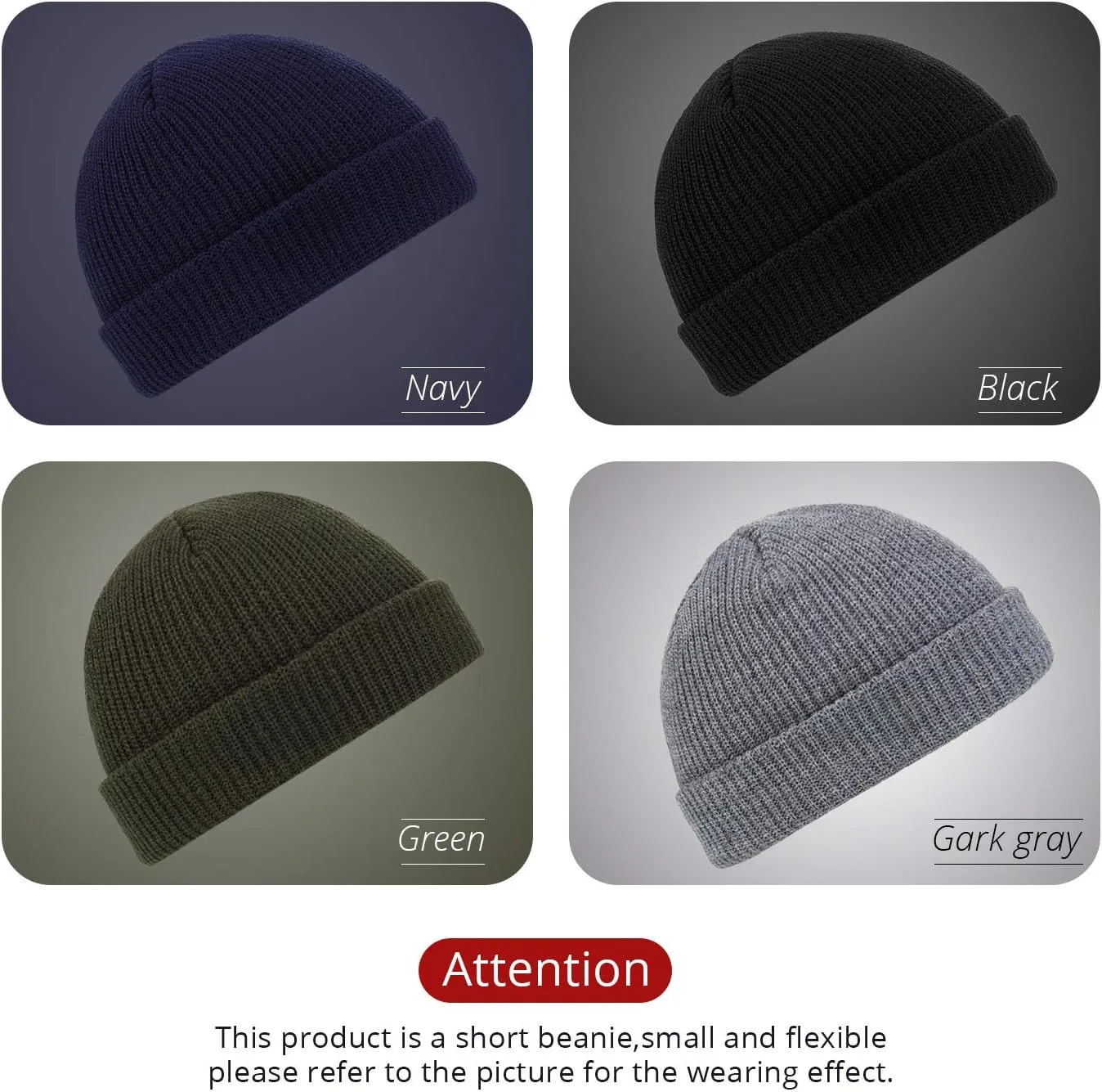 SATINIOR 6 Pieces Trawler Beanie Watch Hat Roll up Edge Skullcap Fisherman Beanie Unisex
