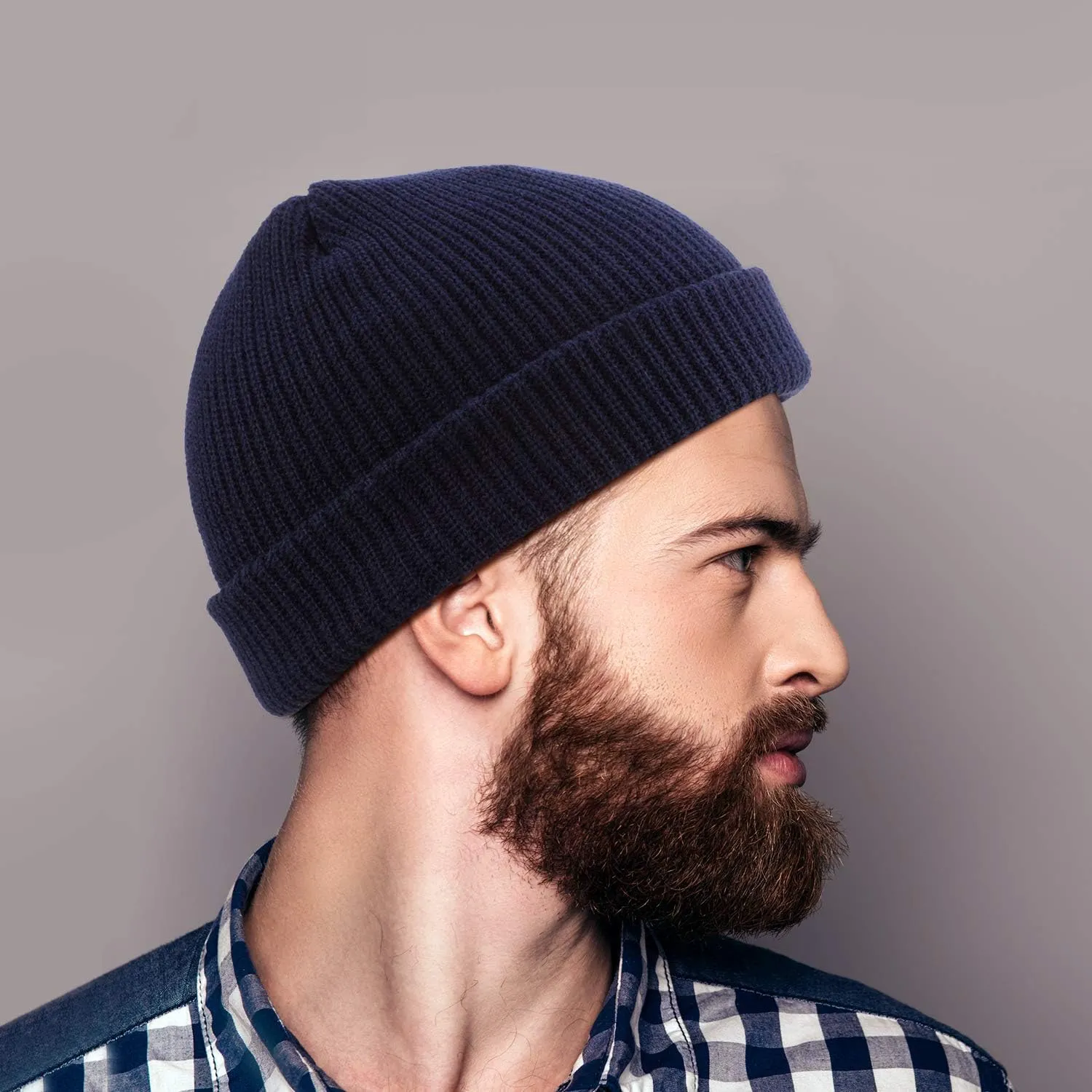SATINIOR 6 Pieces Trawler Beanie Watch Hat Roll up Edge Skullcap Fisherman Beanie Unisex