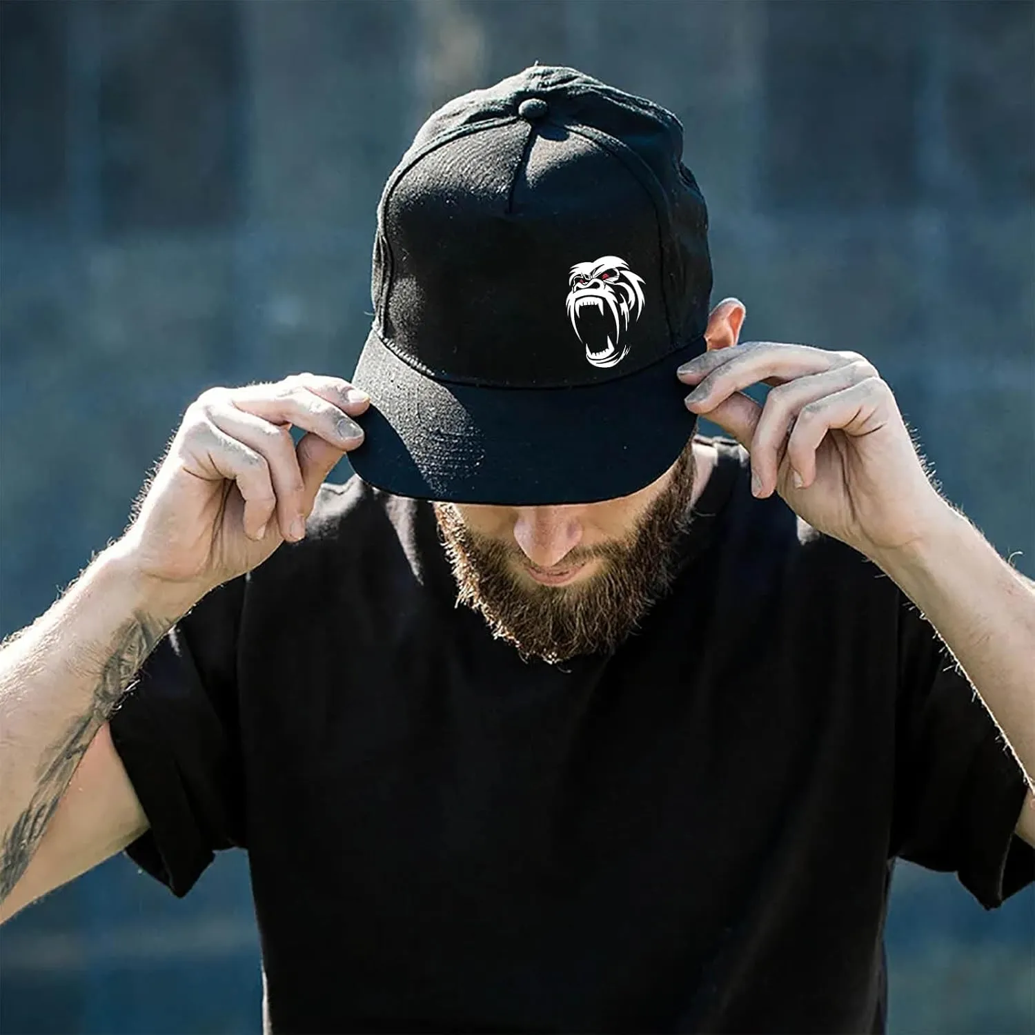 Snapback Hats for Men Flat Bill Hats for Men Fitted Hat Black Baseball Hats Hip Hop Caps