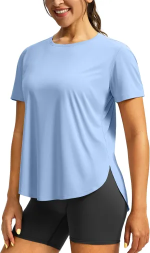Soothfeel Women's Short Sleeve Workout Shirts UPF 50  Sun Protection Breathable Athletic Tee Tops Gym Running Yoga T-Shirts