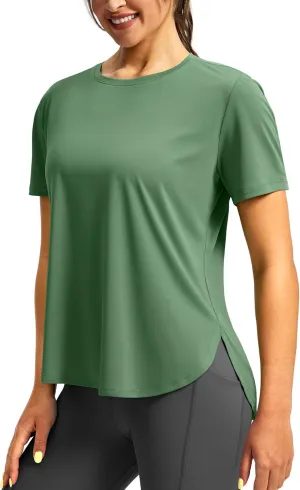 Soothfeel Women's Short Sleeve Workout Shirts UPF 50  Sun Protection Breathable Athletic Tee Tops Gym Running Yoga T-Shirts