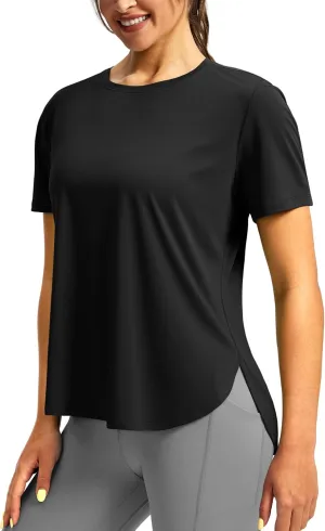 Soothfeel Women's Short Sleeve Workout Shirts UPF 50  Sun Protection Breathable Athletic Tee Tops Gym Running Yoga T-Shirts