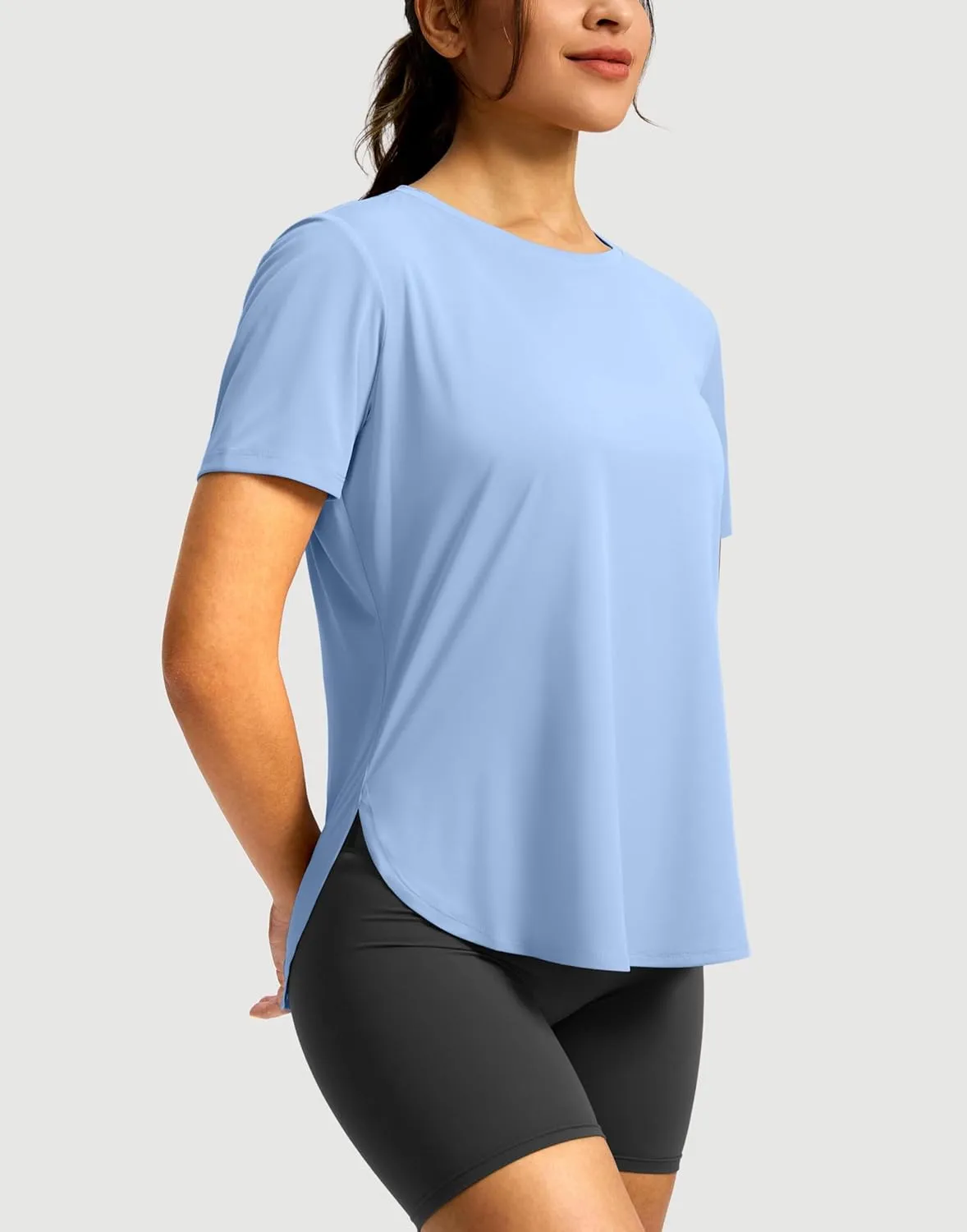 Soothfeel Women's Short Sleeve Workout Shirts UPF 50  Sun Protection Breathable Athletic Tee Tops Gym Running Yoga T-Shirts