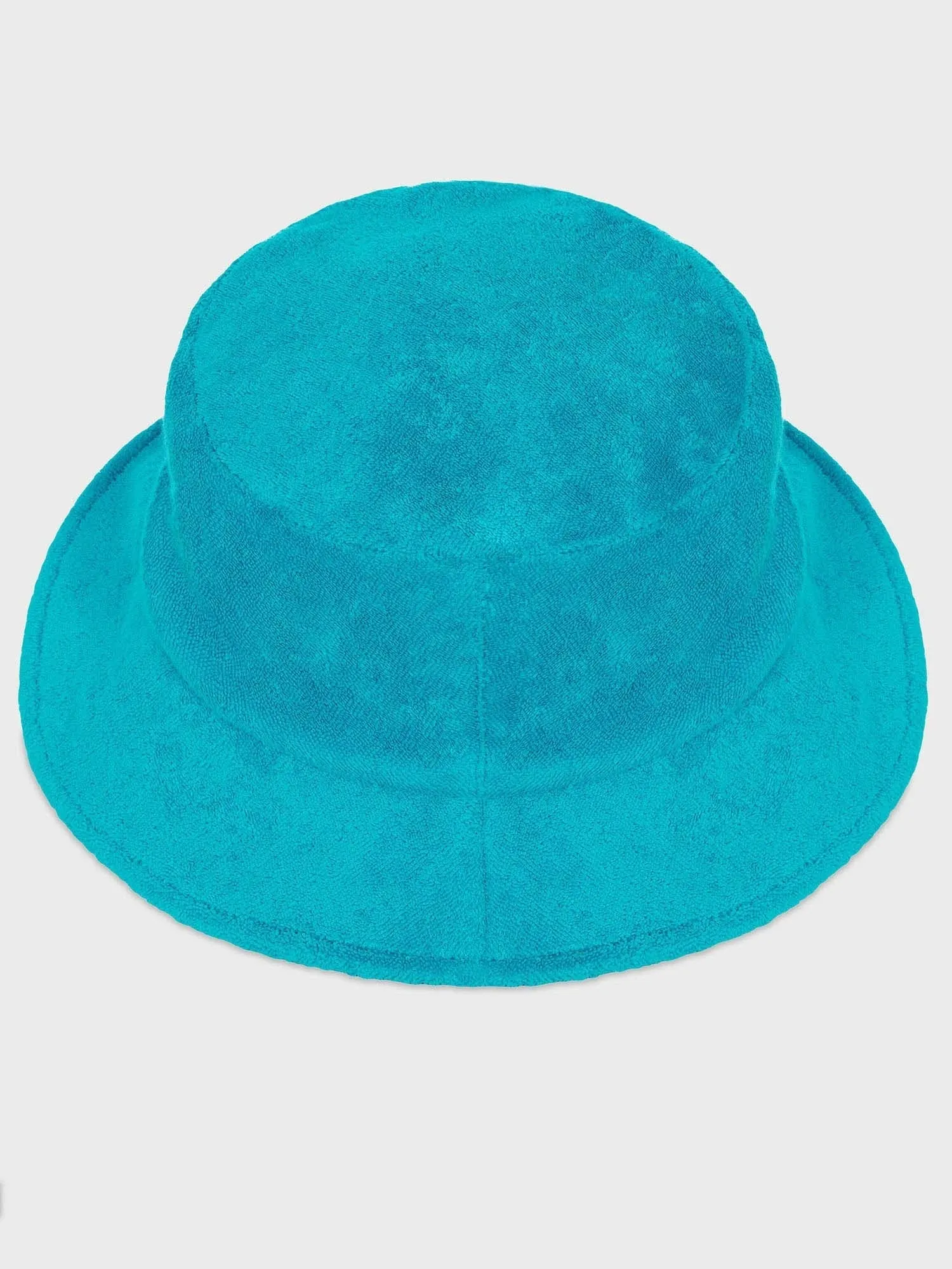 Summer Towelling Bucket Hat—peacock blue
