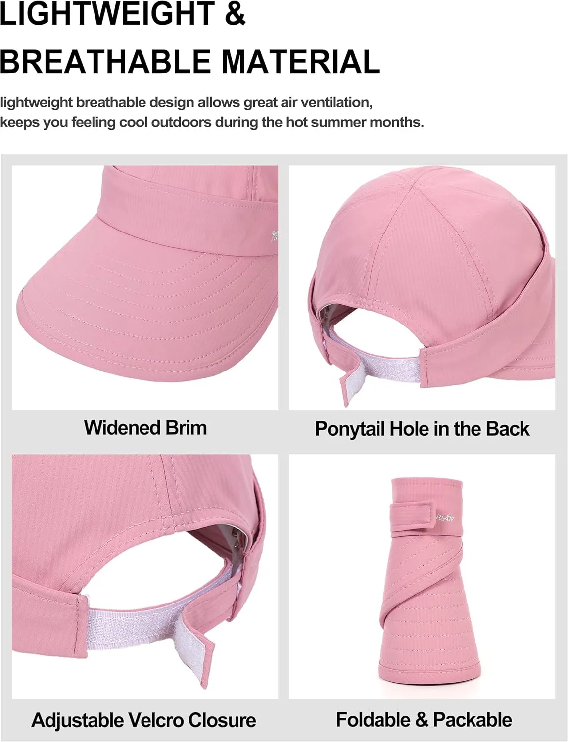 Sun Hats for Womens Wide Brim Visor UV Protection Dual Purpose Hat for Beach Summer Packable Cap