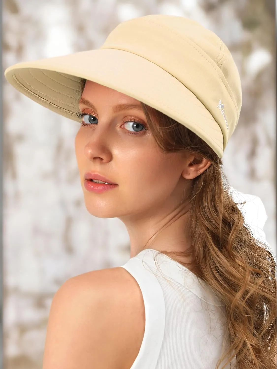 Sun Hats for Womens Wide Brim Visor UV Protection Dual Purpose Hat for Beach Summer Packable Cap