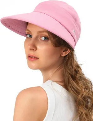 Sun Hats for Womens Wide Brim Visor UV Protection Dual Purpose Hat for Beach Summer Packable Cap
