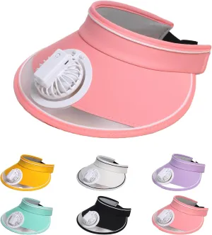 Sun Visors Hat With Fan, Rechargeable Built-in Fan Hat for Women Kids With 3 Gear Wind Speed