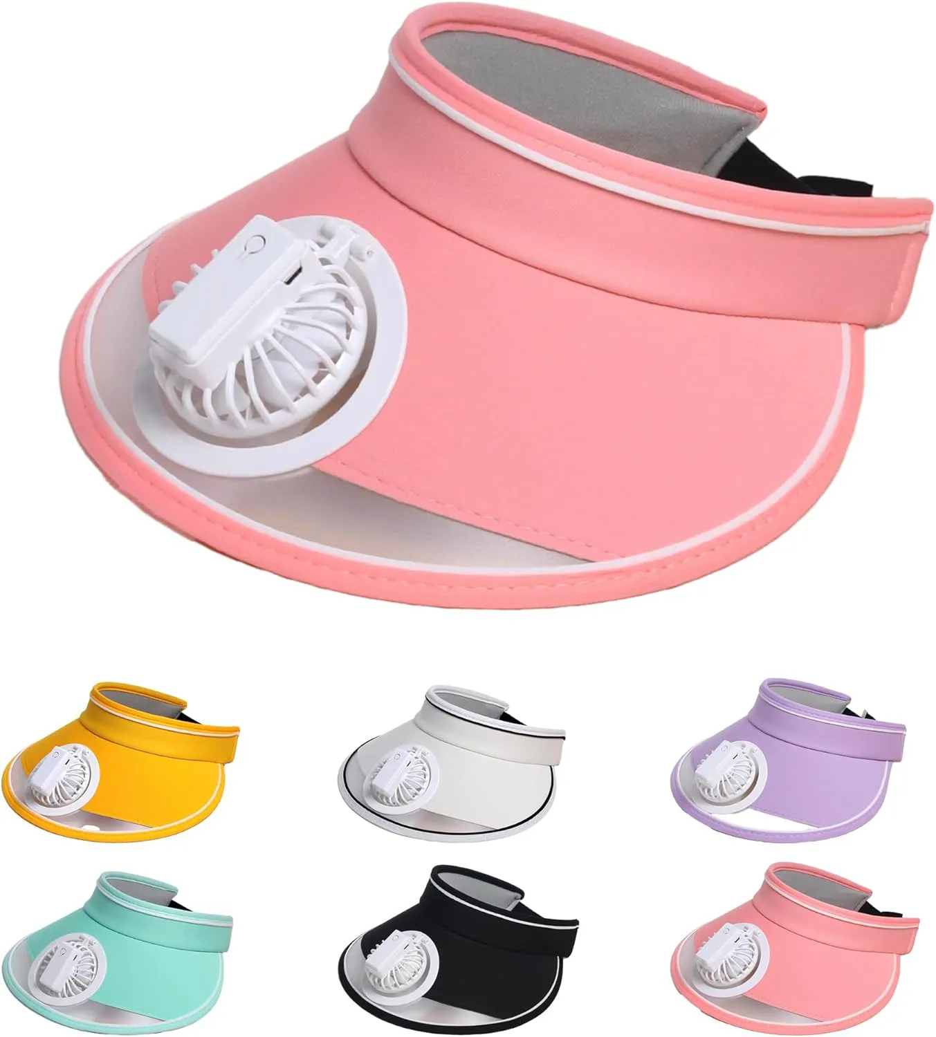 Sun Visors Hat With Fan, Rechargeable Built-in Fan Hat for Women Kids With 3 Gear Wind Speed