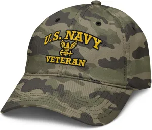 United States Navy Veteran with Eagle Emblem Adjustable Baseball Hat