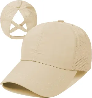UTTPLL Womens Ponytail Baseball Cap Adjustable Ponycap Trucker Hats Summer Mesh Outdoor Sports Criss Cross Caps Dad Hat