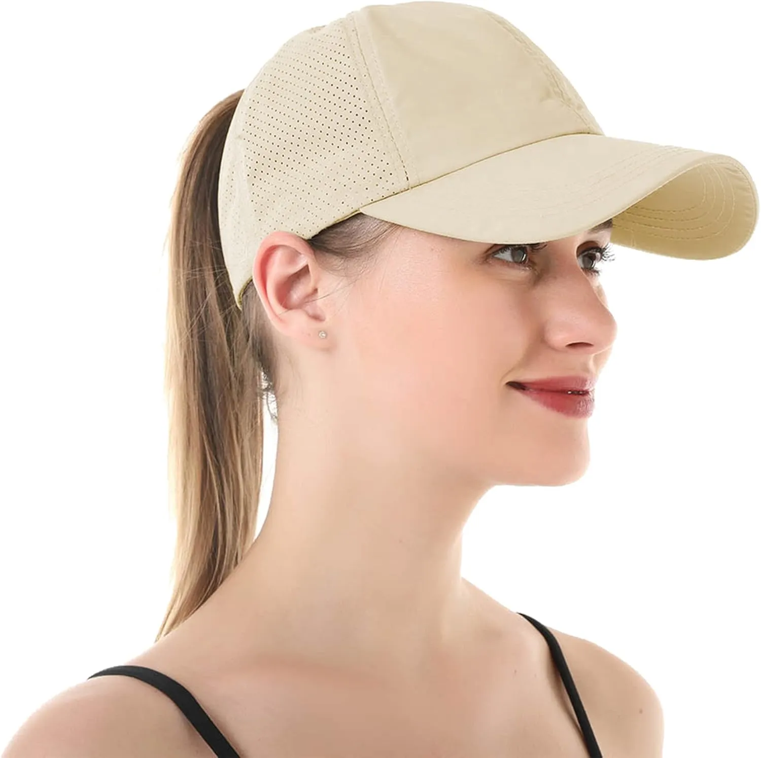 UTTPLL Womens Ponytail Baseball Cap Adjustable Ponycap Trucker Hats Summer Mesh Outdoor Sports Criss Cross Caps Dad Hat