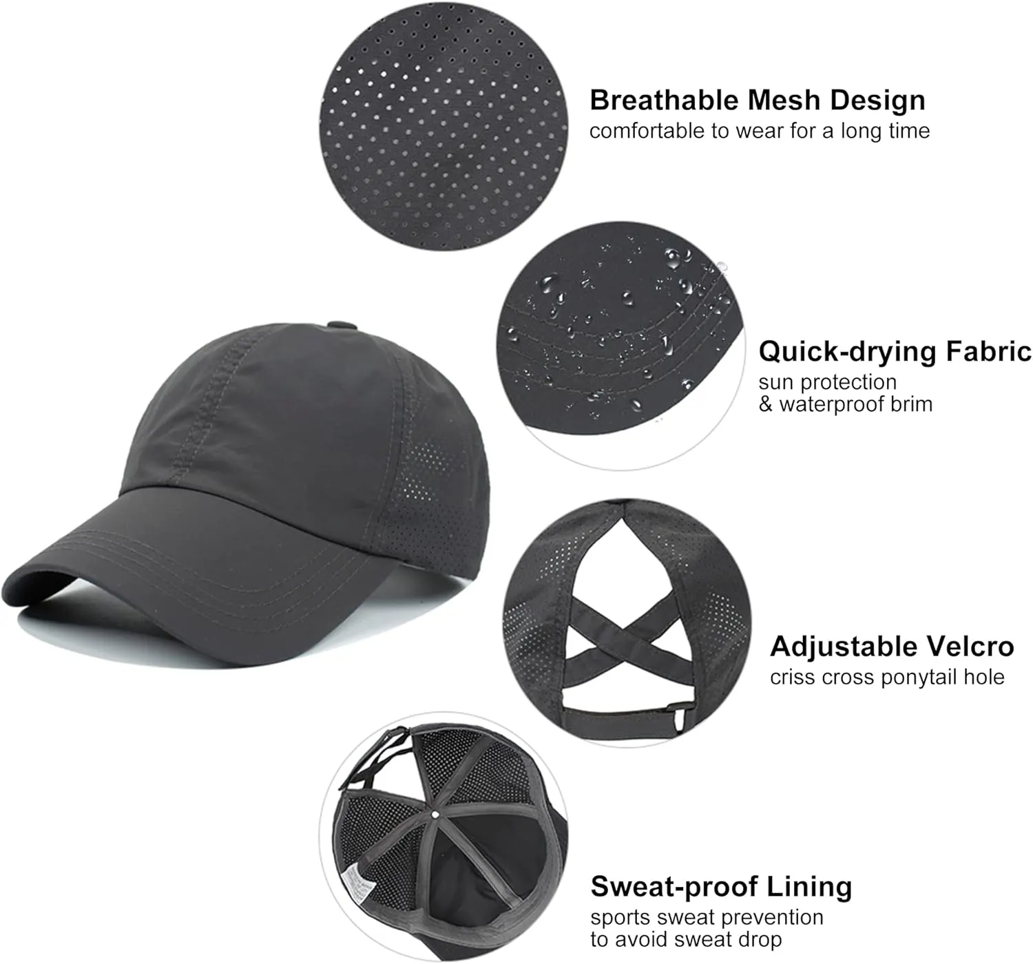 UTTPLL Womens Ponytail Baseball Cap Adjustable Ponycap Trucker Hats Summer Mesh Outdoor Sports Criss Cross Caps Dad Hat