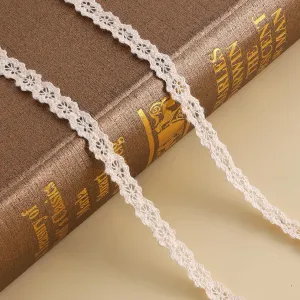 Vintage Cotton Lace Ribbon, Bridal Wedding Decoration, Beige Lace Trim for Scrapbooking, DIY, 10 Yards (1CM)