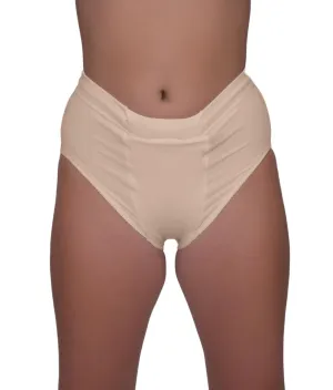 Vulvar Varicosity and Prolapse Support Brief with Groin Compression Bands - Beige - Large