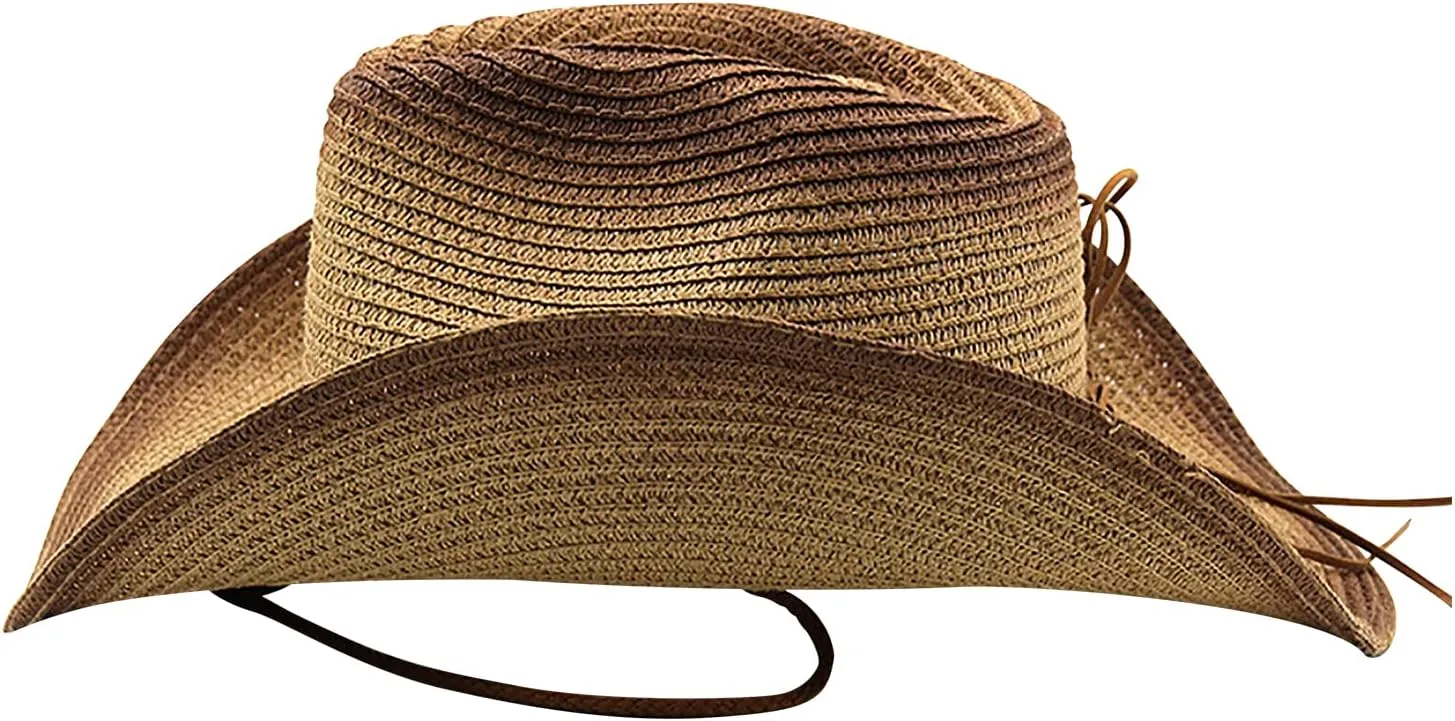 Wide Shapable Brim Straw Cowboy Hat Men Women UV Sun Protection Cowgirl Straw Hat Holiday Travel Panama Fedora Hat Beach Caps