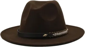 Women Men Fedora Hats Panama Hat Wide Brim Sun Protection Cap Classic Top Hat for Party Wedding