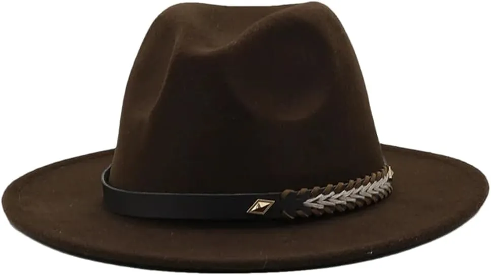 Women Men Fedora Hats Panama Hat Wide Brim Sun Protection Cap Classic Top Hat for Party Wedding