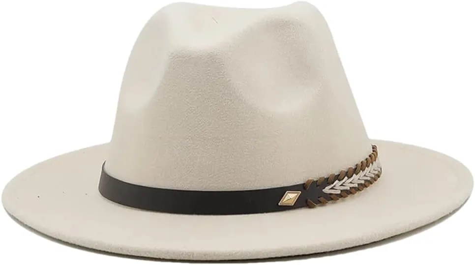 Women Men Fedora Hats Panama Hat Wide Brim Sun Protection Cap Classic Top Hat for Party Wedding
