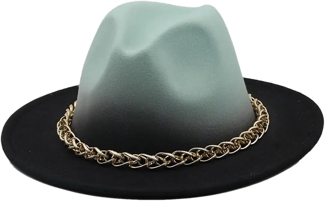 Women Men Winter Autumn Chain Woolen Fedoras Top Hat Jazz Caps Bowler Hats