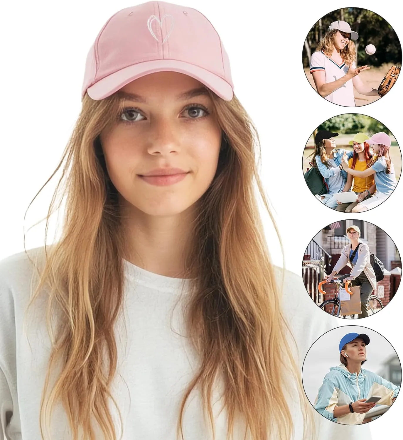 Womens Baseball Caps Unisex Cute Baseball Hats Trendy Adjustable Ball Hats for Workout Golf Running
