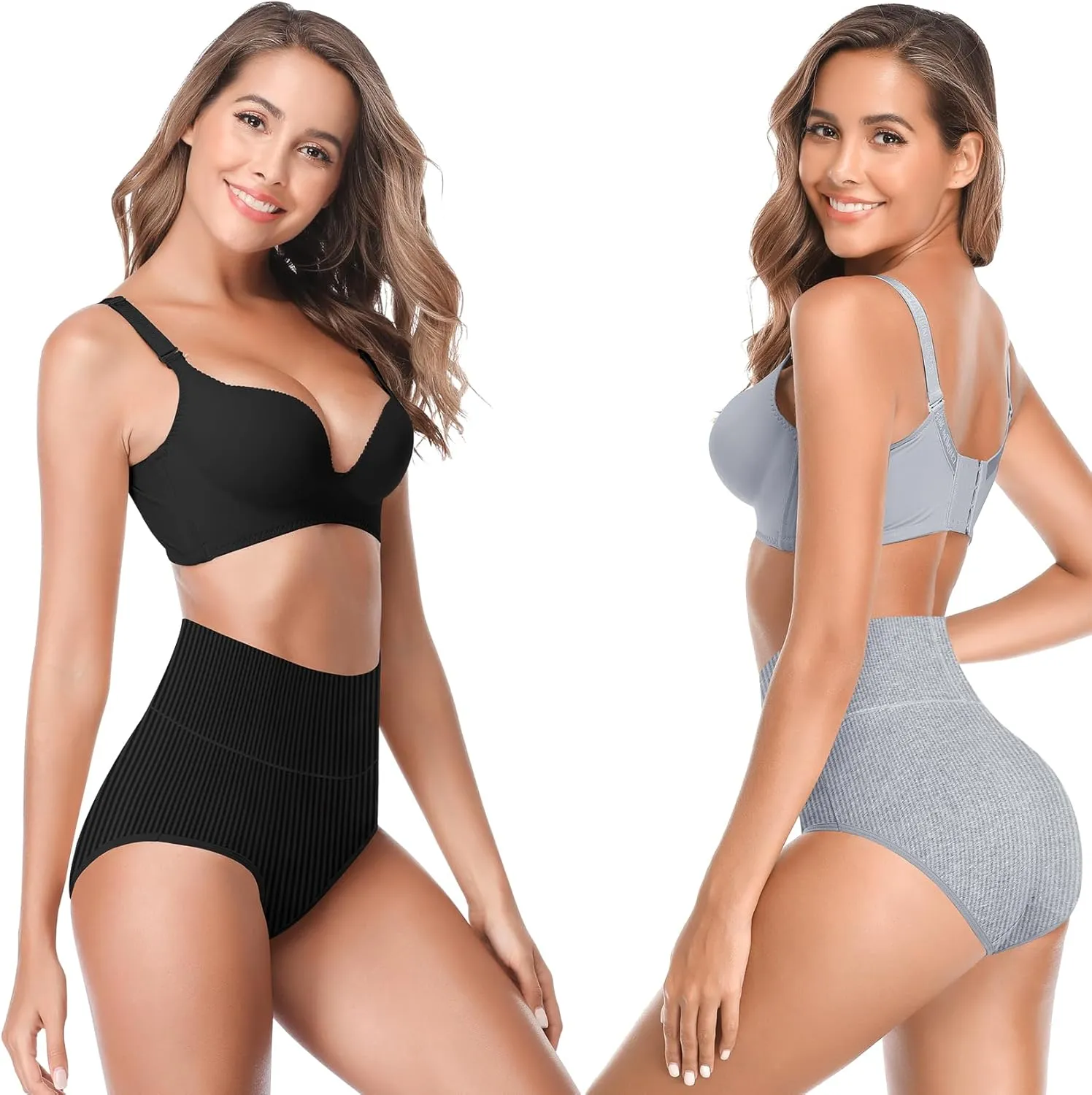 Women's High Waist Cotton Underwear Super Stretchy Briefs Full Coverage Panties Blue 5-Pack One Size Fits All