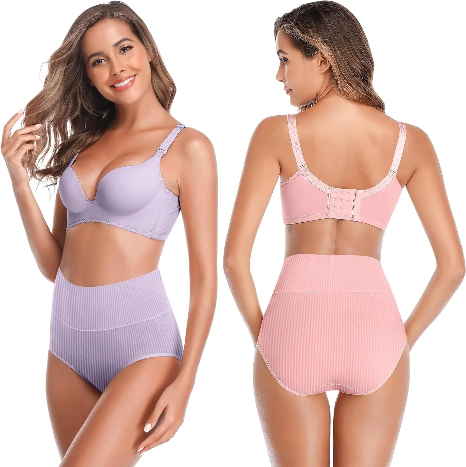 Women's High Waist Cotton Underwear Super Stretchy Briefs Full Coverage Panties Blue 5-Pack One Size Fits All