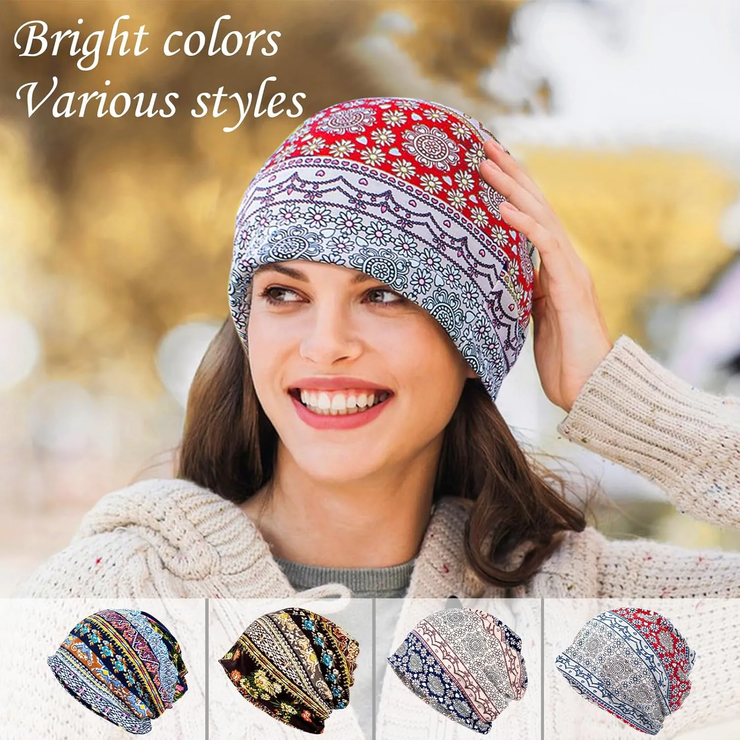 XURIGOX Cotton Slouchy Beanie Hats Women Chemo Sleeping Headwear Workout Cap