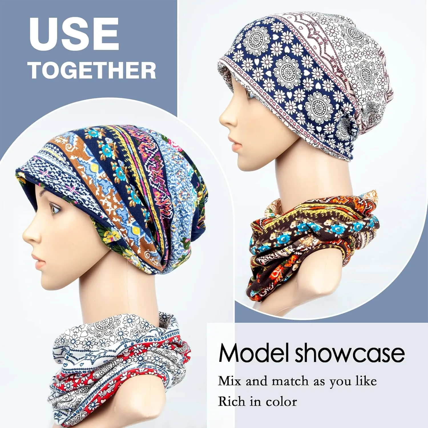XURIGOX Cotton Slouchy Beanie Hats Women Chemo Sleeping Headwear Workout Cap
