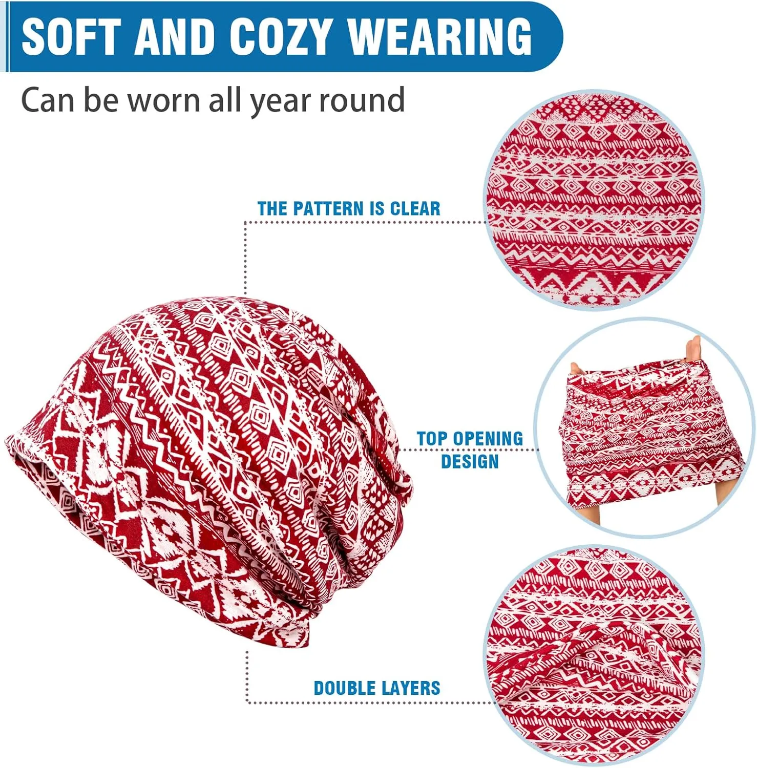 XURIGOX Cotton Slouchy Beanie Hats Women Chemo Sleeping Headwear Workout Cap