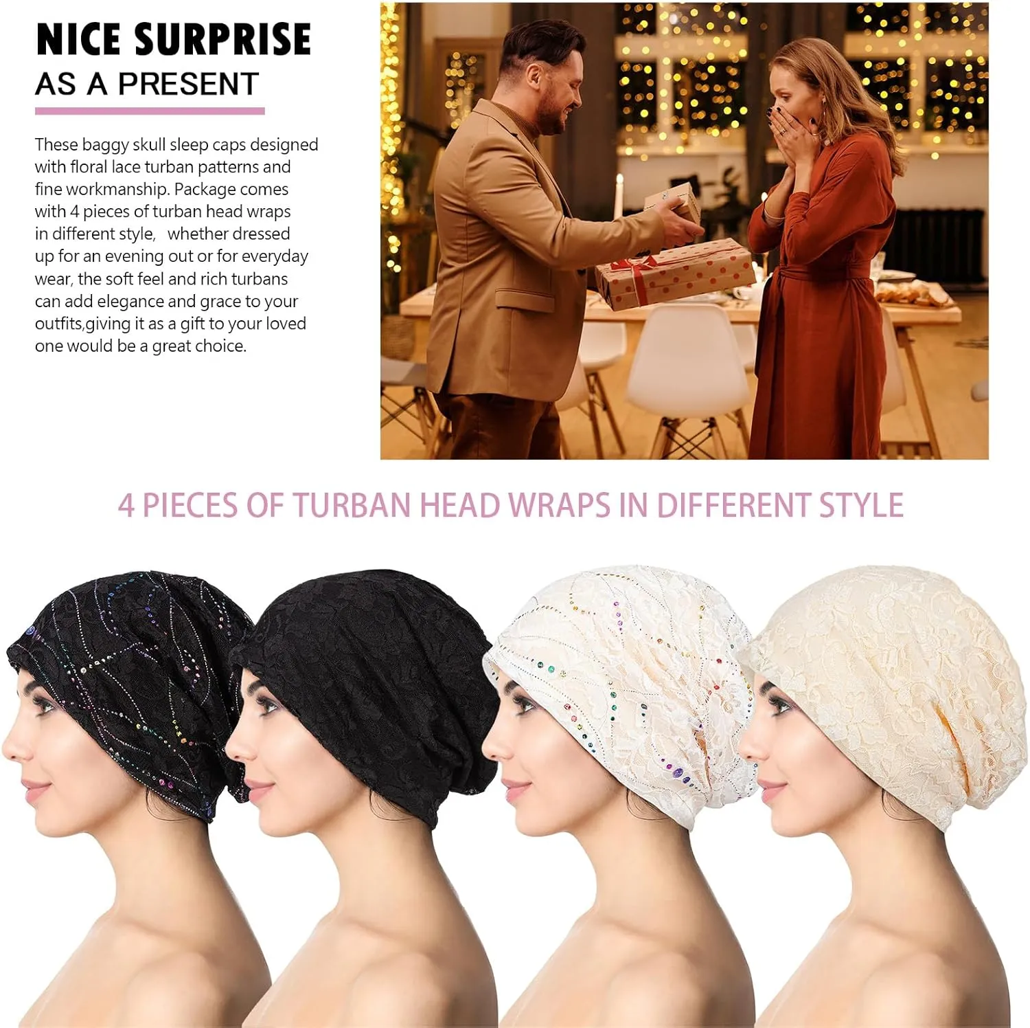 XURIGOX Cotton Slouchy Beanie Hats Women Chemo Sleeping Headwear Workout Cap