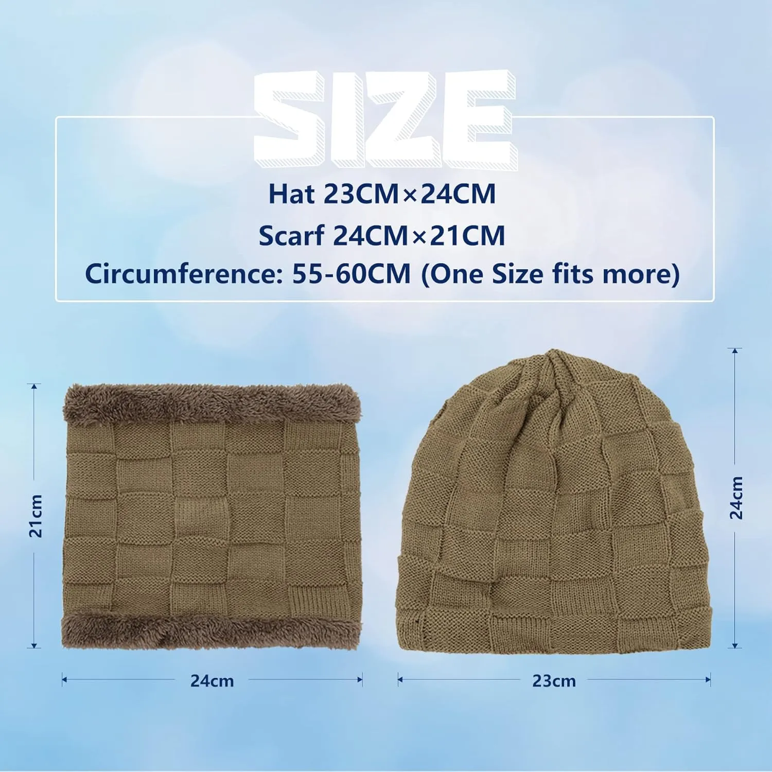 Zando Beanie Hats Fleece Neck Warmer Set Thick Fleece Lined Touch Screen Gloves Winter Hats Men Women
